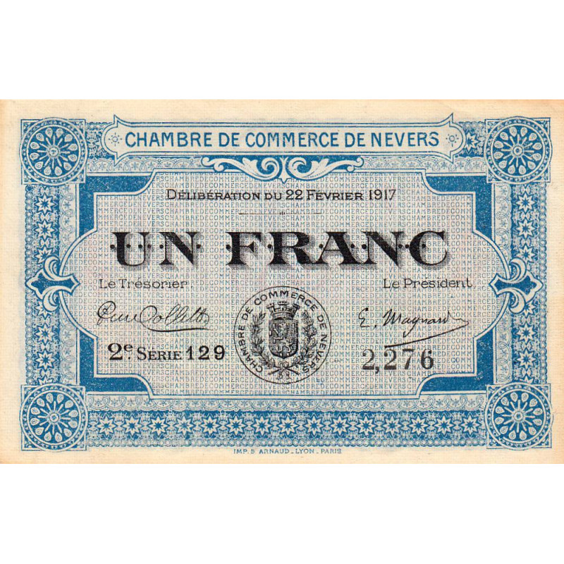 Nevers - Pirot 90-14 - 1 franc - 2e série 129 - 22/02/1917 - Etat : SPL