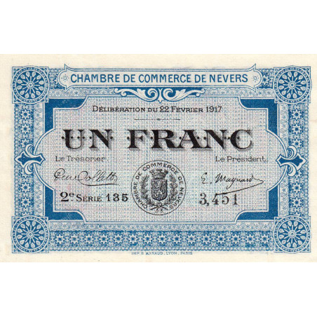 Nevers - Pirot 90-14 - 1 franc - 2e série 135 - 22/02/1917 - Etat : NEUF