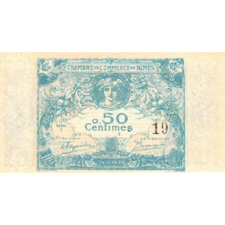 Nîmes - Pirot 92-1 - 50 centimes - Série 1 - 04/06/1915  - Emission 1915-1920 - Petit numéro - Etat : NEUF