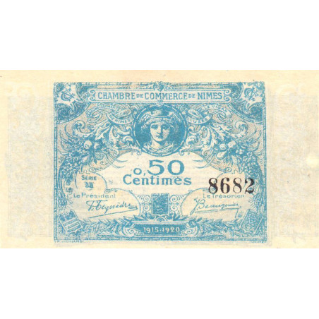 Nîmes - Pirot 92-1 variété - 50 centimes - Série 38 - 04/06/1915  - Emission 1915-1920 - Etat : SPL