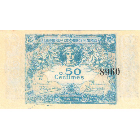 Nîmes - Pirot 92-5 - 50 centimes - Série 35 - 04/06/1915 - Emission 1915-1920 - Etat : NEUF