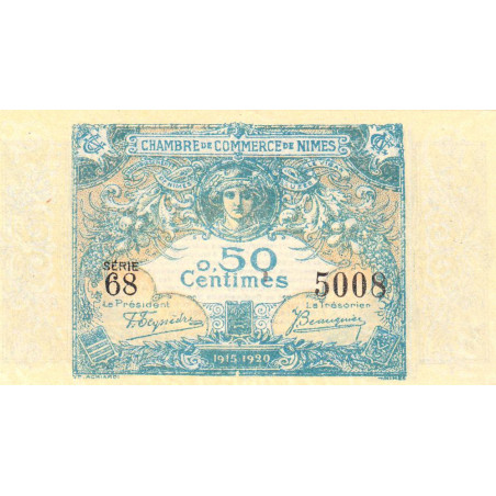 Nîmes - Pirot 92-10 variété - 50 centimes - Série 68 - 04/06/1915 - Emission 1915-1920 - Etat : NEUF