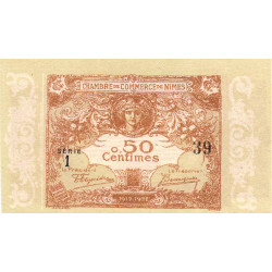 Nîmes - Pirot 92-12 variété - 50 centimes - Série 1 - 04/06/1915  - Emission 1917-1922 - Petit numéro - Etat : NEUF