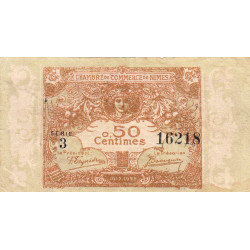 Nîmes - Pirot 92-12 variété - 50 centimes - Série 3 - 04/06/1915  - Emission 1917-1922 - Etat : TTB