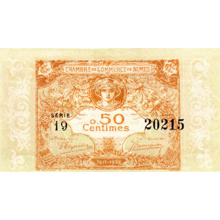 Nîmes - Pirot 92-17 - 50 centimes - Série 19 - Emission 1917-1922 - Etat : pr.NEUF
