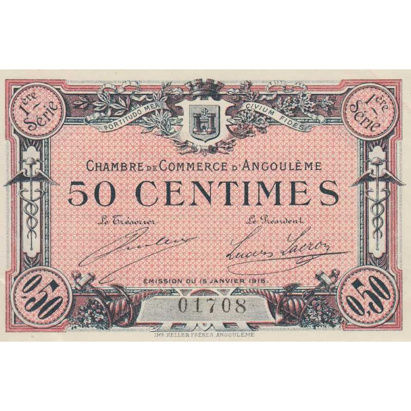 Angoulême - Pirot 9-1 - 50 centimes - 1ère série - 15/01/1915 - Etat : SPL