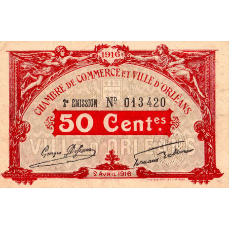 Orléans - Pirot 95-8 - 50 centimes - 1916 - Etat : TTB+