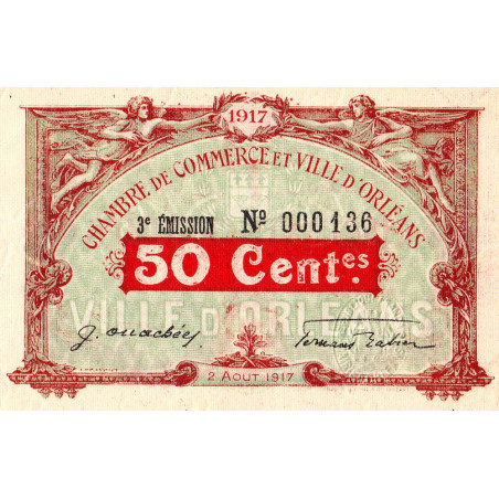 Orléans - Pirot 95-16 - 50 centimes - 1917 - Petit numéro - Etat : SUP+