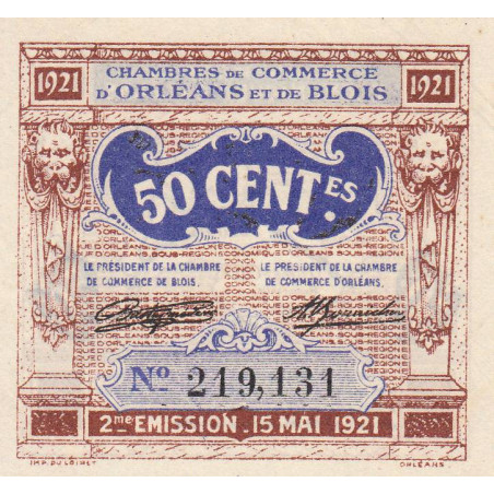 Orléans et Blois - Pirot 96-5 - 50 centimes - 15/05/1921 - 2me émission - Etat : SUP+