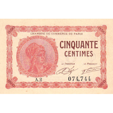 Paris - Pirot 97-10 - 50 centimes - Série A.2 - 10/03/1920 - Etat : NEUF