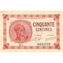 Paris - Pirot 97-10 - 50 centimes - Série B.6 - 10/03/1920 - Etat : NEUF