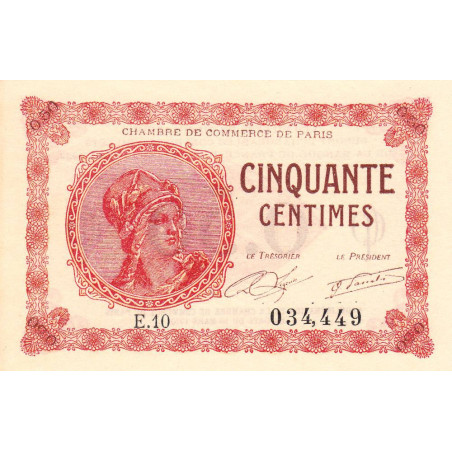 Paris - Pirot 97-10 - 50 centimes - Série E.10 - 10/03/1920 - Etat : NEUF