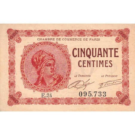 Paris - Pirot 97-10 - 50 centimes - Série E.34 - 10/03/1920 - Etat : TTB+