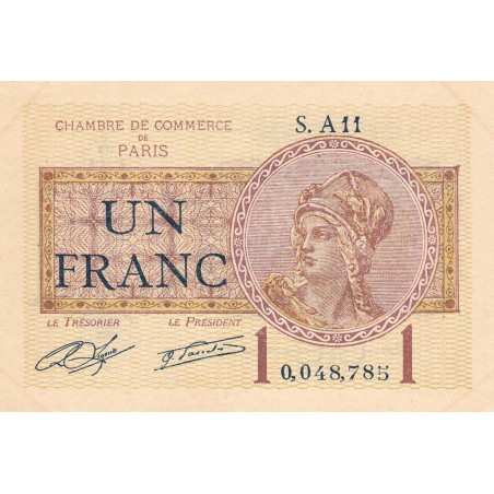 Paris - Pirot 97-23 - 1 franc - Série A11 - 10/03/1920 - Etat : SUP+