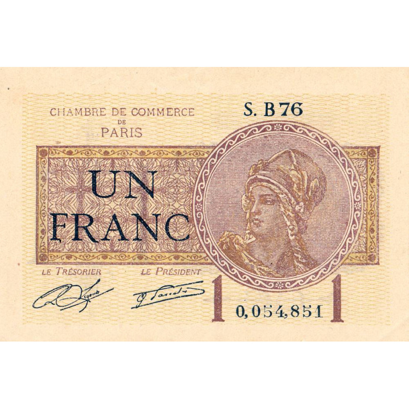 Paris - Pirot 97-23 - 1 franc - Série B76 - 10/03/1920 - Etat : SUP