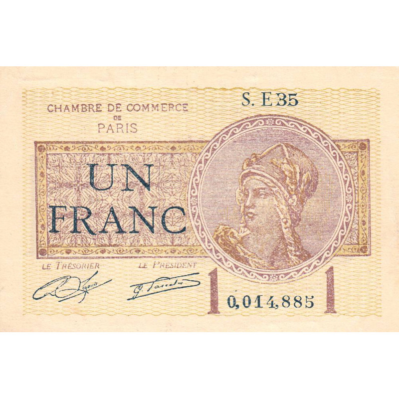 Paris - Pirot 97-23 - 1 franc - Série E35 - 10/03/1920 - Etat : SUP
