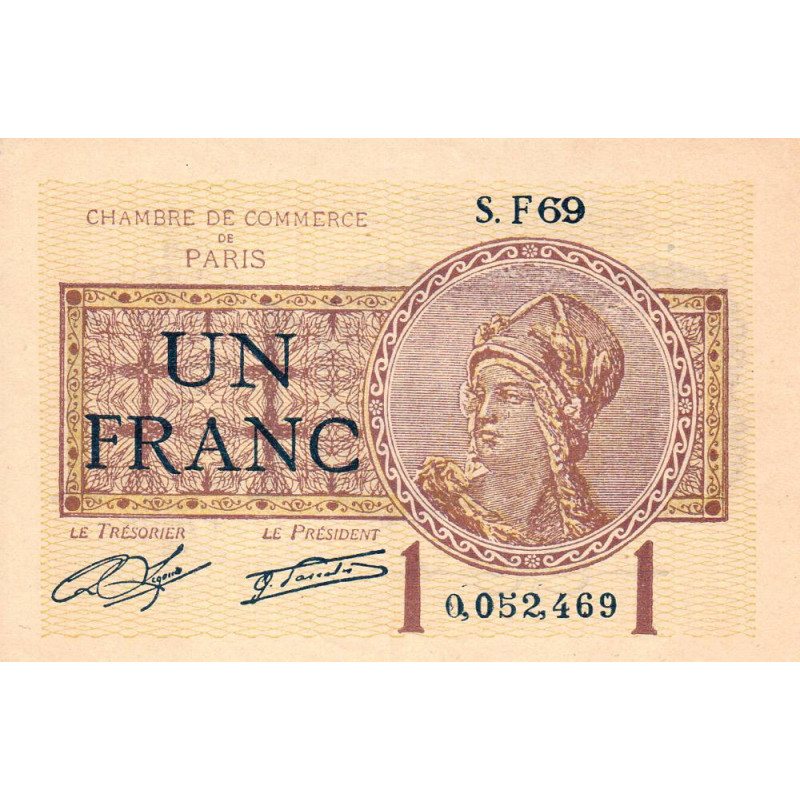 Paris - Pirot 97-23 - 1 franc - Série F69 - 10/03/1920 - Etat : SUP