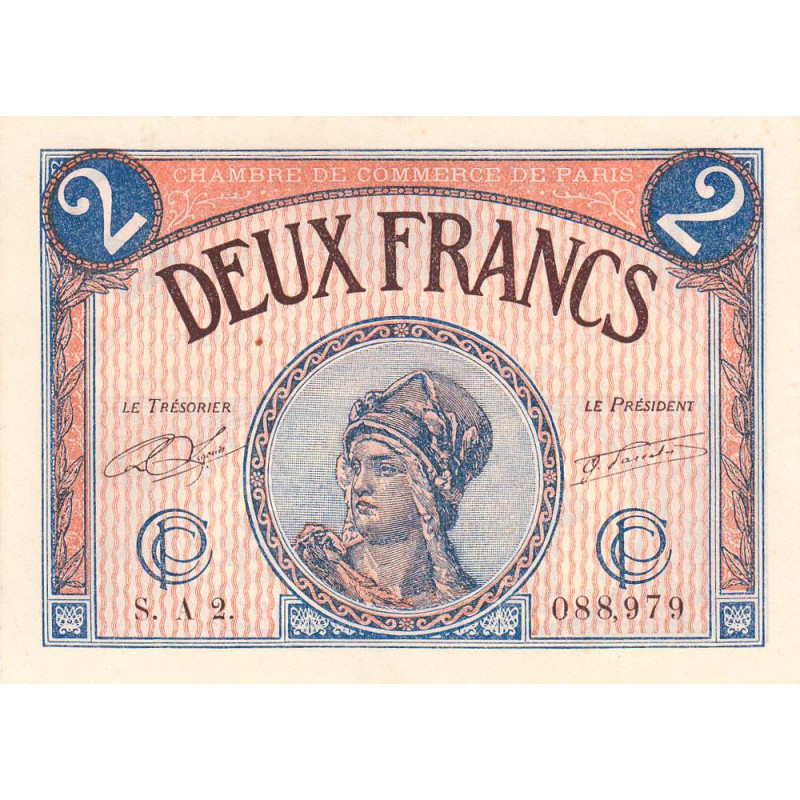 Paris - Pirot 97-28a - 2 francs - Série A 2. - 10/03/1920 - Etat : SUP+