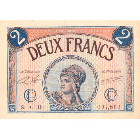 Paris - Pirot 97-28b - 2 francs - Série A.31. - 10/03/1920 - Etat : TTB+