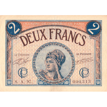 Paris - Pirot 97-28b - 2 francs - Série A.97 - 10/03/1920 - Etat : TTB
