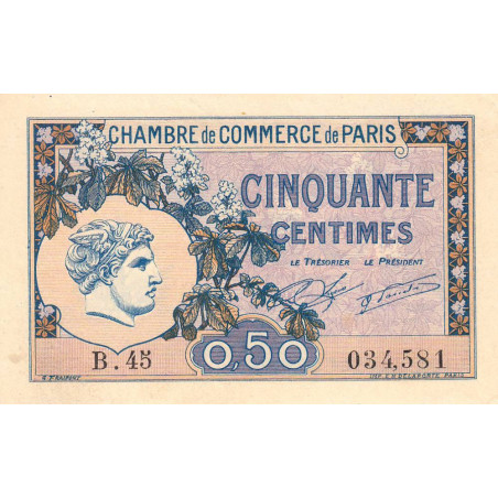 Paris - Pirot 97-31 - 50 centimes - Série B.45 - 10/03/1920 - Etat : SPL