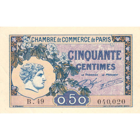 Paris - Pirot 97-31 - 50 centimes - Série B.49 - 10/03/1920 - Etat : SUP
