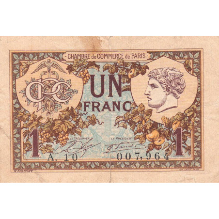 Paris - Pirot 97-36 - 1 franc - Série A.10 - 10/03/1920 - Etat : TB-