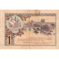 Paris - Pirot 97-36 - 1 franc - Série A.10 - 10/03/1920 - Etat : TB-