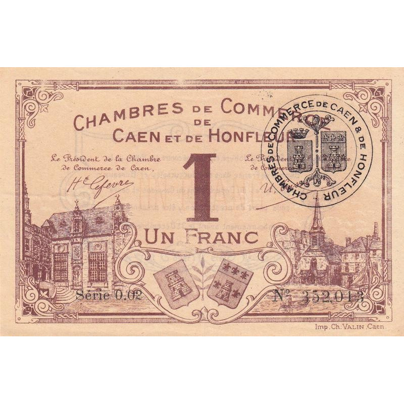 Caen & Honfleur - Pirot 34-3 - 1 franc - Série 002 - 1915 - Etat : SUP