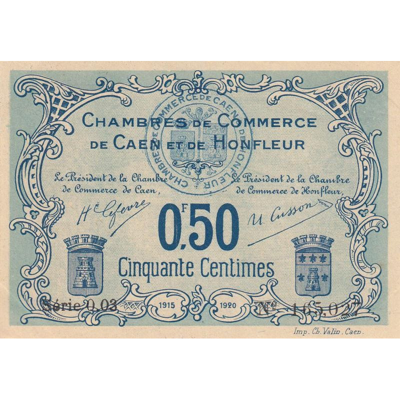 Caen & Honfleur - Pirot 34-4 - 50 centimes - Série 003 - 1915 - Etat : SPL