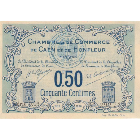 Caen & Honfleur - Pirot 34-4 - 50 centimes - Série 003 - 1915 - Etat : SUP+