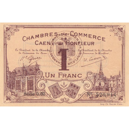 Caen & Honfleur - Pirot 34-6 - 1 franc - Série 002 - 1915 - Etat : SUP+