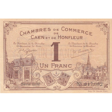 Caen & Honfleur - Pirot 34-8a - 1 franc - Série 002 - 1915 - Etat : SUP