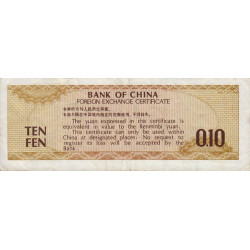 Chine - Bank of China - Pick FX 1a - 10 fen - 1979 - Etat : TB+