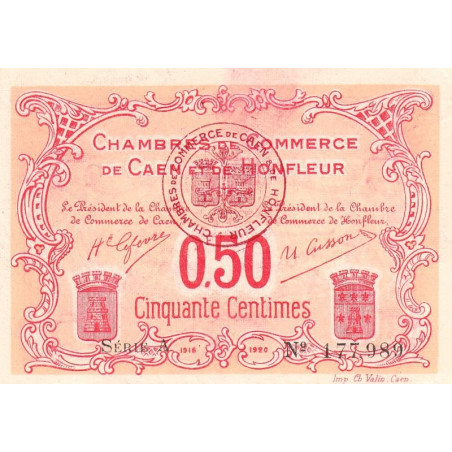 Caen & Honfleur - Pirot 34-12 - 50 centimes - Série A - 1915 - Etat : SUP+