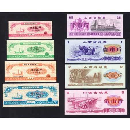 Chine - Lot de 8 billets de nécessité - Lot 1