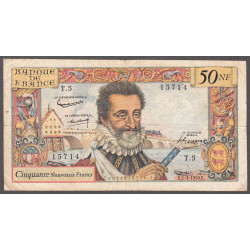 F 58-01 - 05/03/1959 - 50 nouv. francs - Henri IV - Série T.5 - Etat : TB-