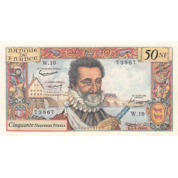 F 58-01 - 05/03/1959 - 50 nouv. francs - Henri IV - Série W.10 - Remplacement - Etat : SUP à SUP+