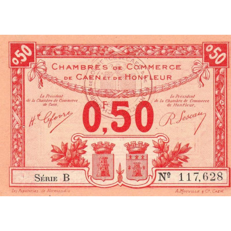 Caen & Honfleur - Pirot 34-16 - 50 centimes - Série B - 1920 - Etat : SPL