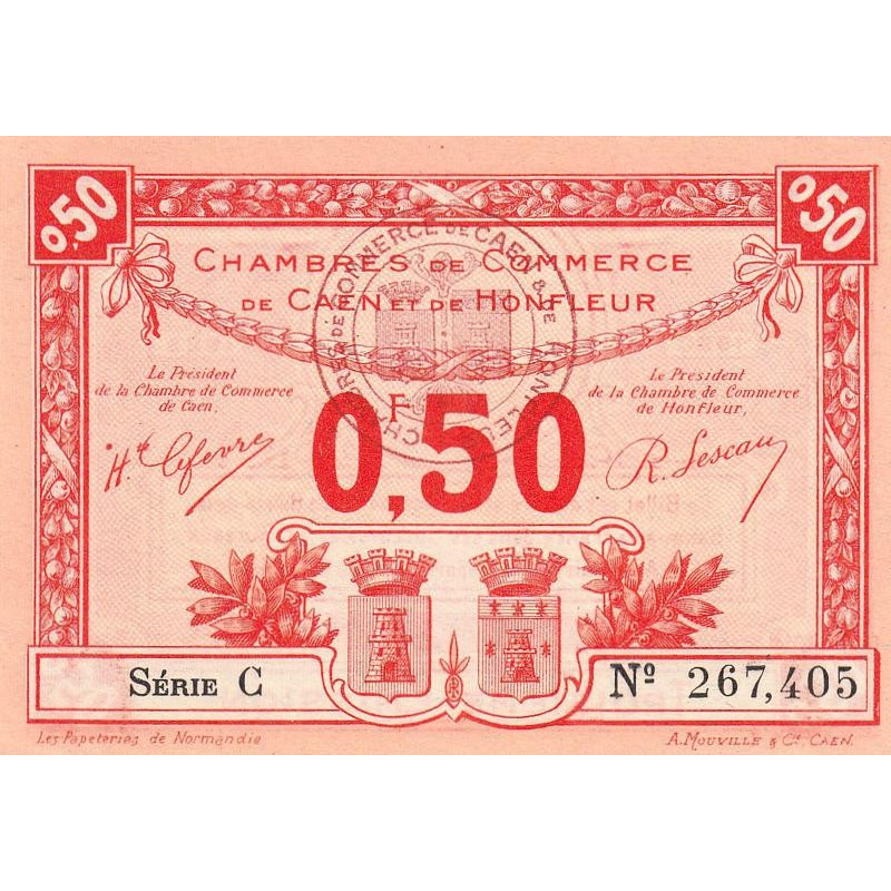 Caen & Honfleur - Pirot 34-16 - 50 centimes - Série C - 1920 - Etat : SPL+