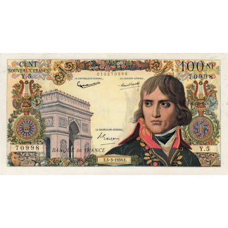 F 59-01 - 05/03/1959 - 100 nouv. francs - Bonaparte - Série Y.5 - Etat : TTB+