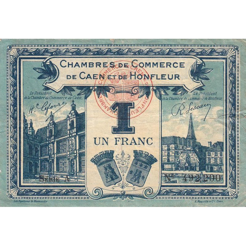 Caen & Honfleur - Pirot 34-18 - 1 franc - Série A - 1920 - Etat : TTB