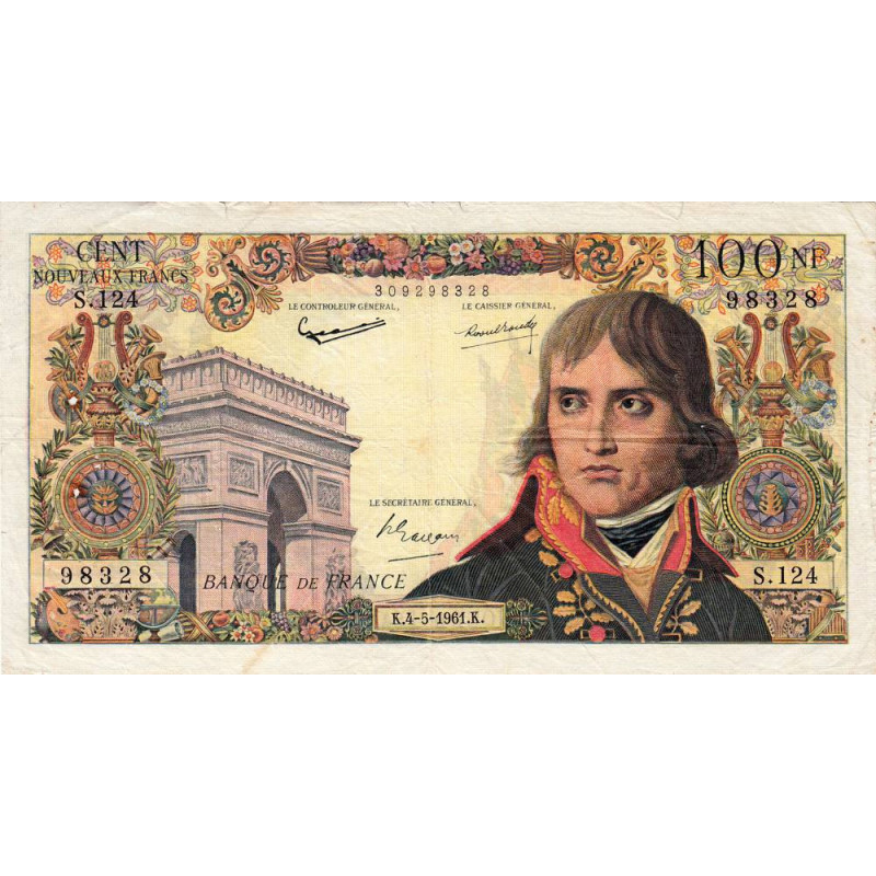 F 59-11 - 04/05/1961 - 100 nouv. francs - Bonaparte - Série S.124 - Etat : TB