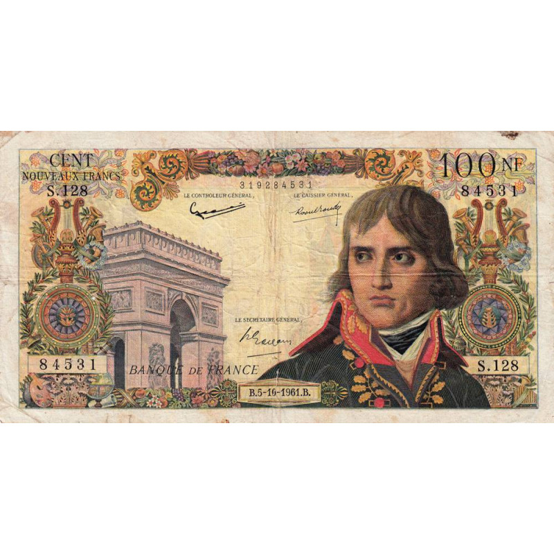 F 59-12 - 05/10/1961 - 100 nouv. francs - Bonaparte - Série S.128 - Etat : TB