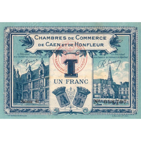 Caen & Honfleur - Pirot 34-18 - 1 franc - Série B - 1920 - Etat : SUP