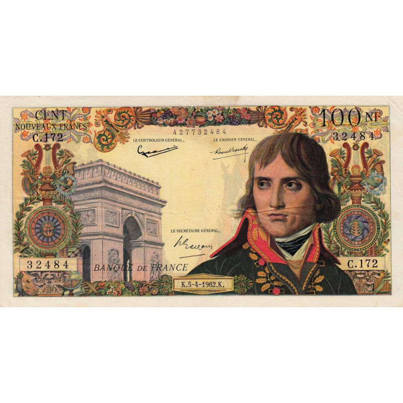 F 59-15 - 05/04/1962 - 100 nouv. francs - Bonaparte - Série C.172 - Etat : TTB