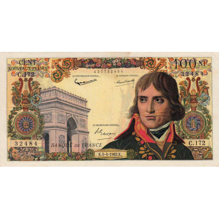 F 59-15 - 05/04/1962 - 100 nouv. francs - Bonaparte - Série C.172 - Etat : TTB