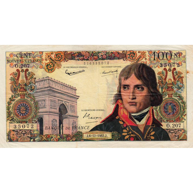 F 59-18 - 06/12/1962 - 100 nouv. francs - Bonaparte - Série O.207 - Etat : TTB-