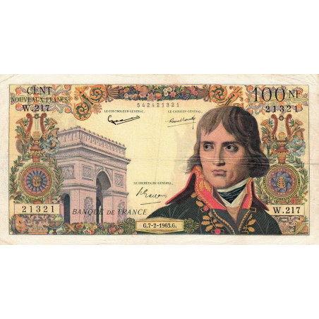 F 59-19 - 07/02/1963 - 100 nouv. francs - Bonaparte - Série W.217 - Remplacement - Etat : TB+