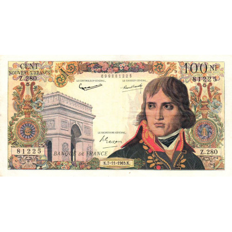 F 59-24 - 07/11/1963 - 100 nouv. francs - Bonaparte - Série Z.280 - Etat : TTB